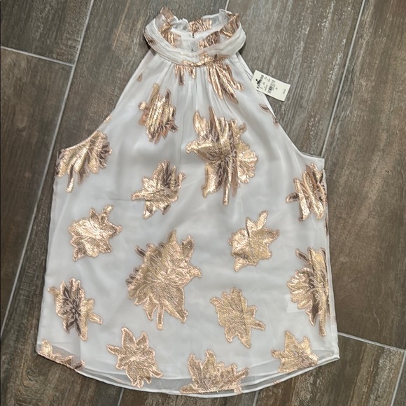 Express Bronze and white Embellished High Low Tank Top - Picture 4 of 8